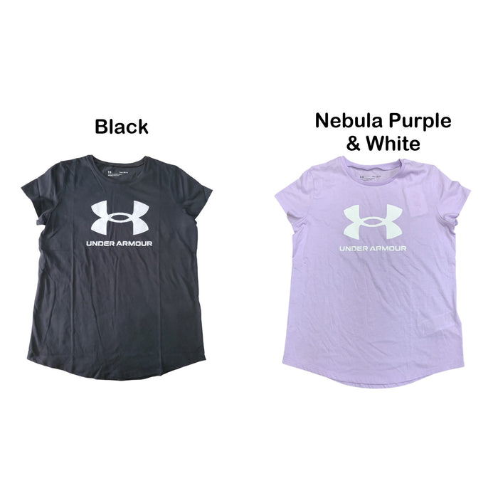 Under Armour Girls Ribbed Collar Super Soft Quick Dry Graphic Short-Sleeve Tee