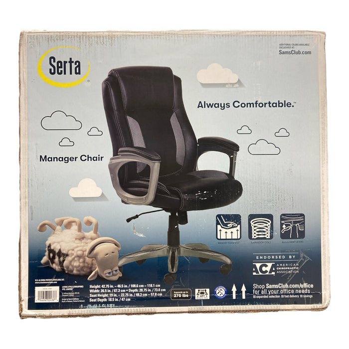 Serta Memory Foam Manager's Office Chair, Black/Gray