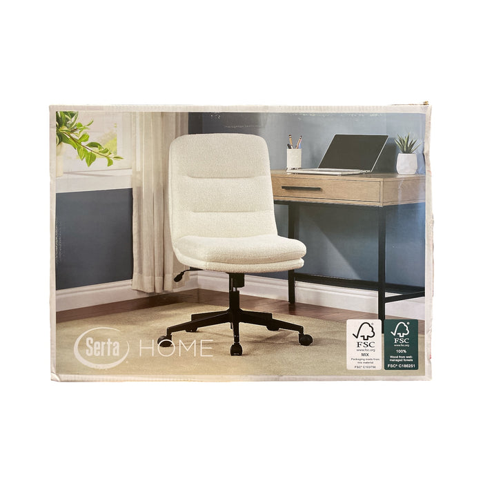 Serta Armless Task Chair, with Plush Boucle Fabric, Cream