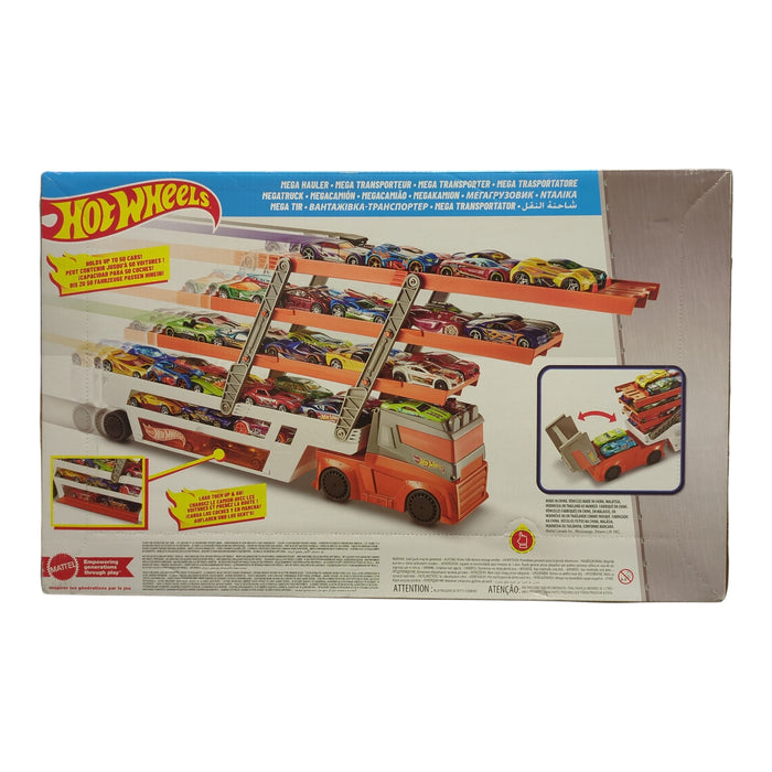 Hot Wheels Mega Hauler Truck Playset with 20 Die-Cast Cars and Storage
