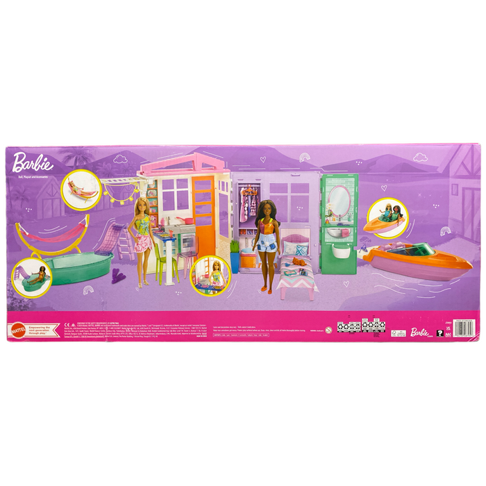 Barbie Beach House Bundle with Dolls and Accessories, 30+ Pieces