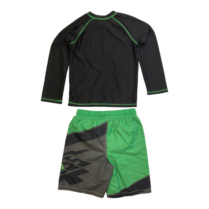 MINECRAFT Boys Swimwear Bottoms and Rash Guard Shirt Creeper Two Piece Set