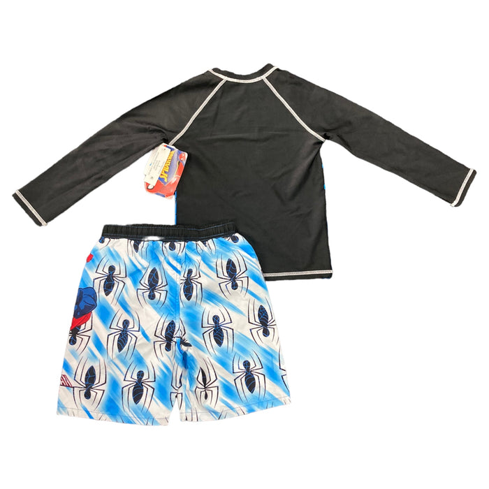 Marvel Spiderman Boy's 2-Piece Long Sleeve Rash Guard & Swim Short Set