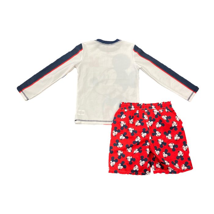 Disney Mickey Mouse Boy's 2-Piece Long Sleeve Rash Guard & Swim Short Set