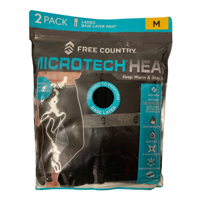 Free Country Women's Microtech Heat Base Layer Pant 2 Pack