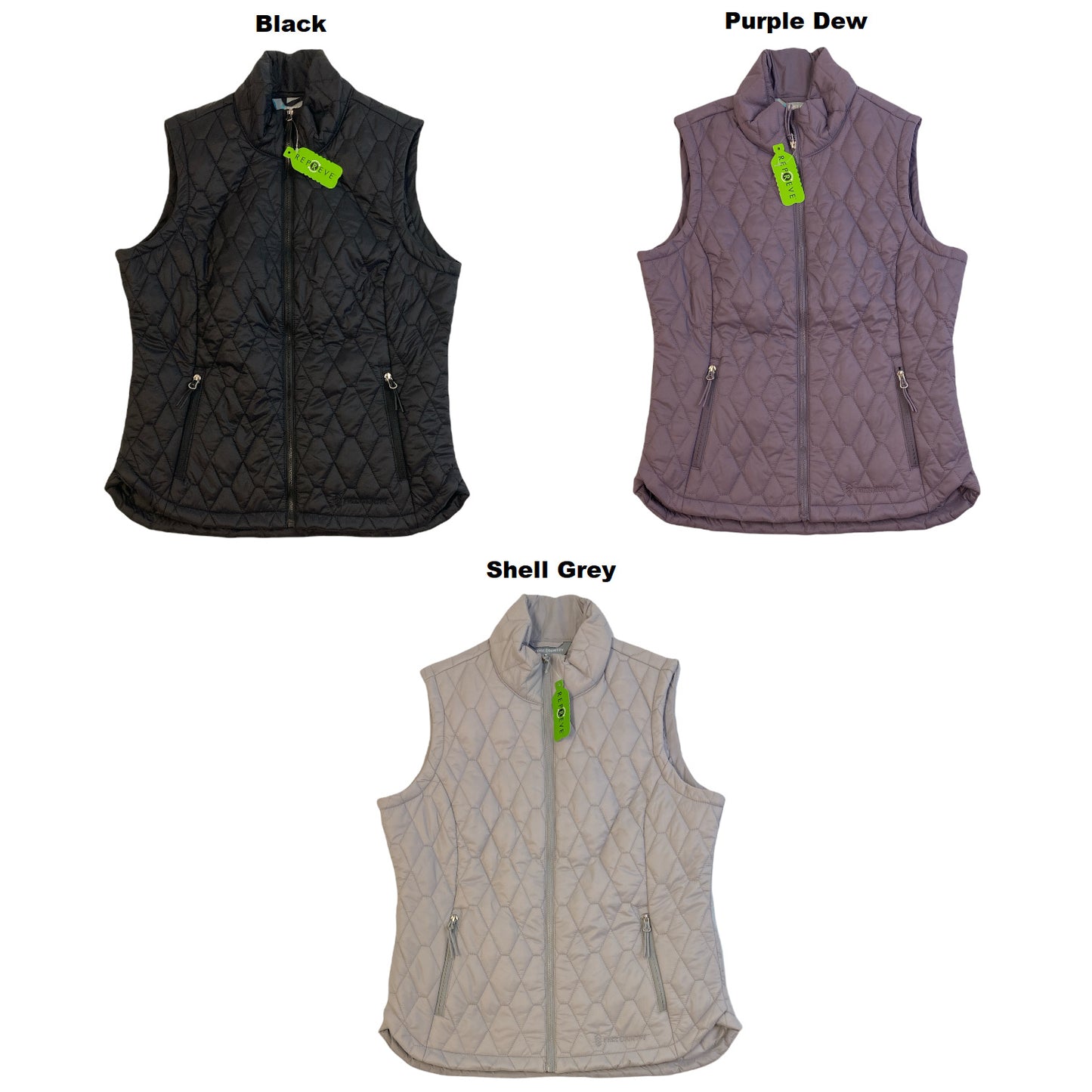 Free Country Women's Zip Up Diamond Quilted Wind Water Resistant Vest