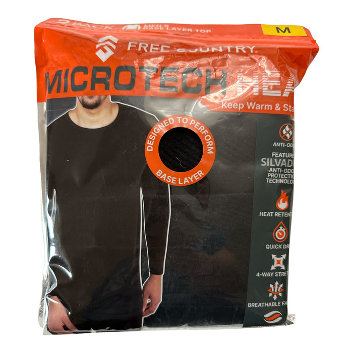 Free Country Men's 2-Pack Microtech Moisture Wicking Base Layer Top