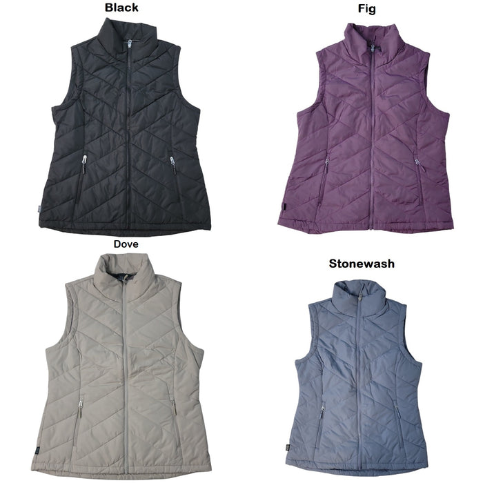 Free Country Women's Deep Zippered Pockets Stand Collar Quilted Vest