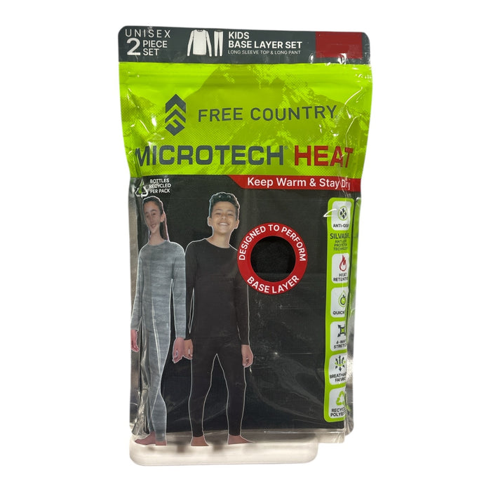 Free Country Youth Unisex 2 Piece Long Sleeve Top & Long Pant Base Layer Set