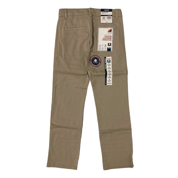 IZOD Boy's Comfort Waistband Flat Front Tough Cotton Stretch Pant