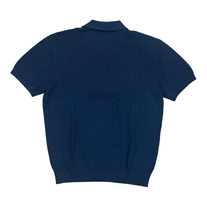 DKNY Men's Short Sleeve Ribbed Knit 3 Button Placket Collared Sweater Polo