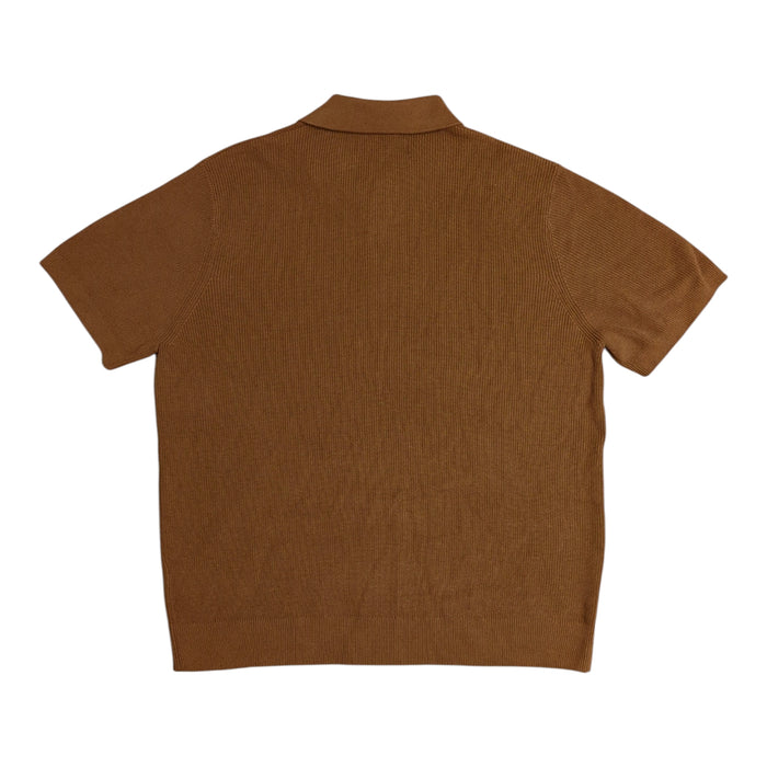 DKNY Men's Short Sleeve Ribbed Knit 3 Button Placket Collared Sweater Polo