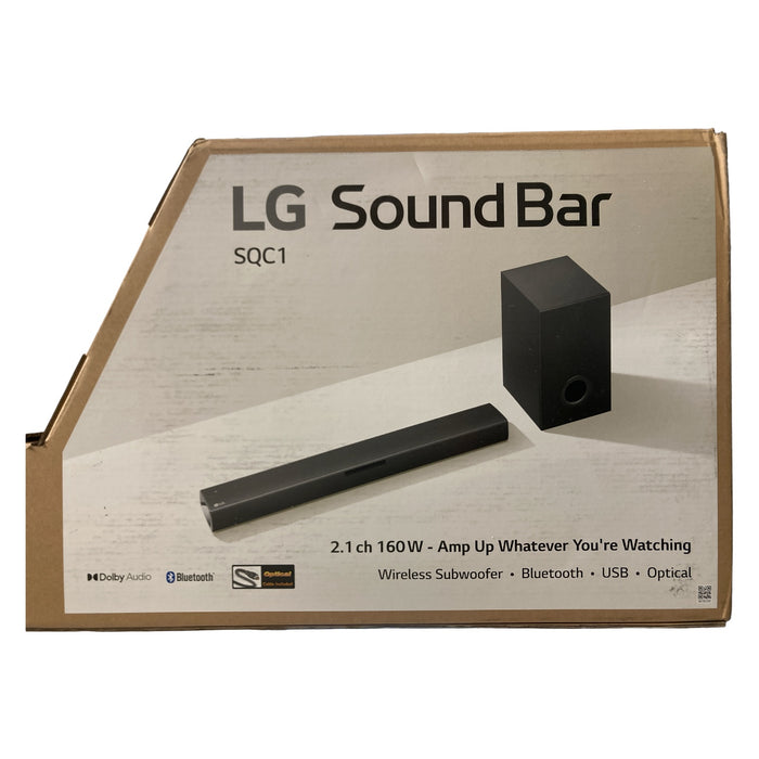 LG 160W 2.1 Channel Sound Bar & Wireless Subwoofer, Black, SQC1