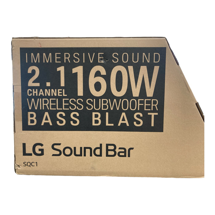 LG 160W 2.1 Channel Sound Bar & Wireless Subwoofer, Black, SQC1