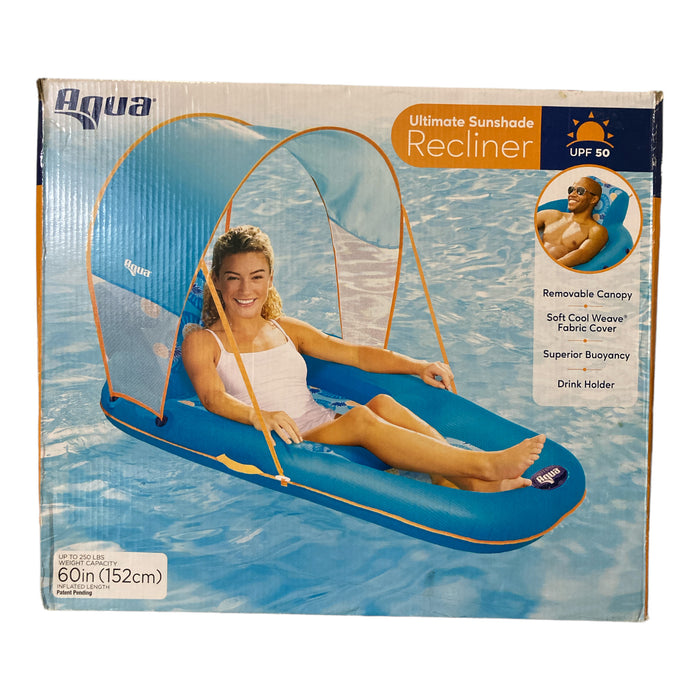 Waterlife Ultimate Sunshade Recliner Pool Lounge, Teal and Pineapple