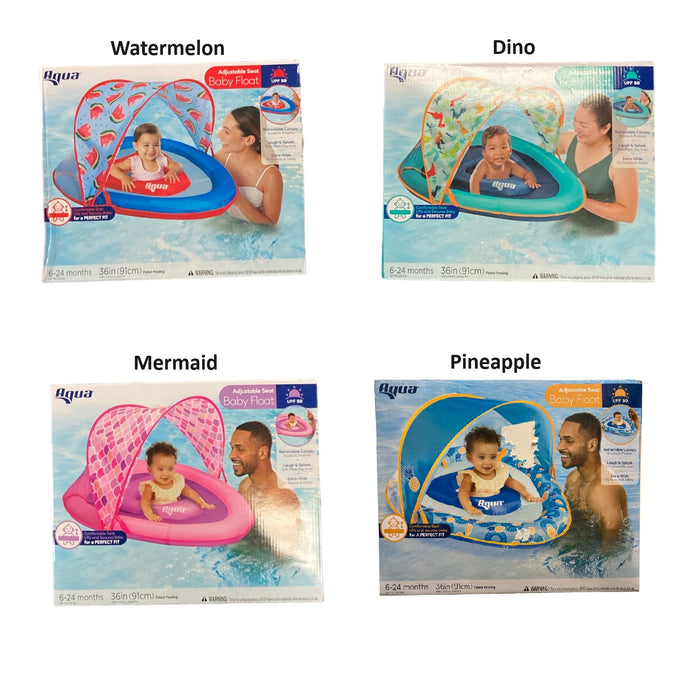 Aqua Splash And Play Adjustable Seat Baby Float with Retractable Canopy