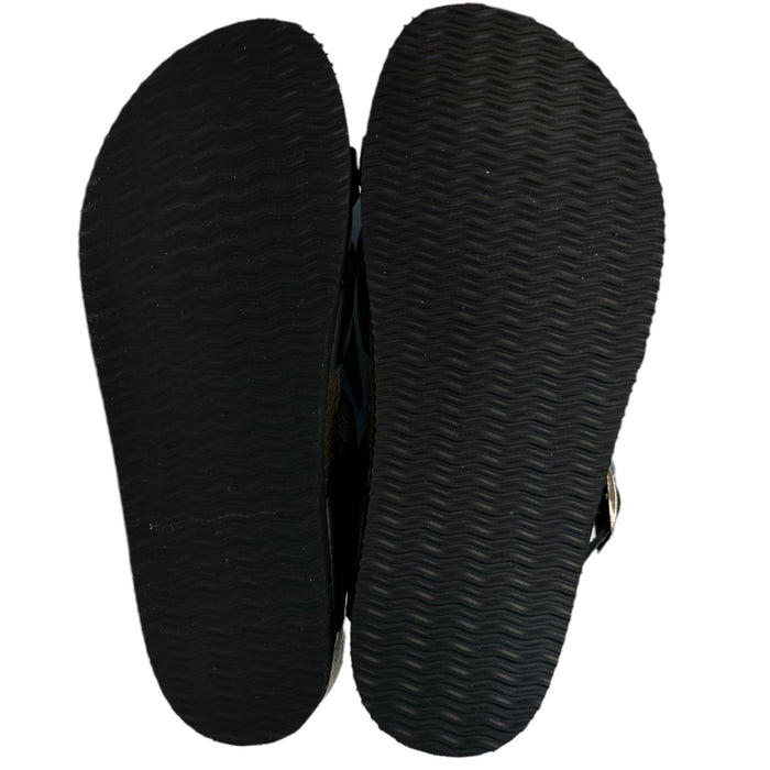 Mountain Sole Women Easy Slip-On Two Loop Leather Sandals (Black, 11) No Box