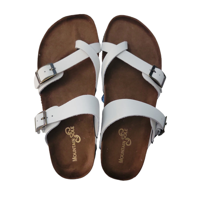 Mountain Sole Easy Slip-On Two Adjustable Buckles Ladies Leather Sandal