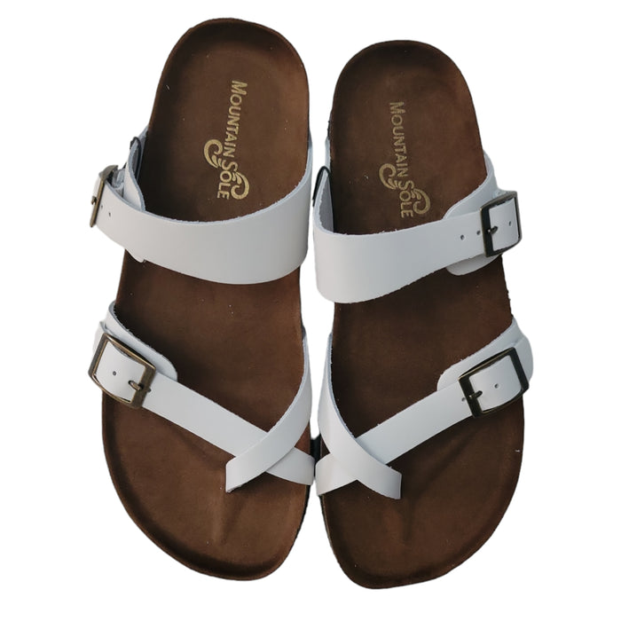 Mountain Sole Easy Slip-On Two Adjustable Buckles Ladies Leather Sandal