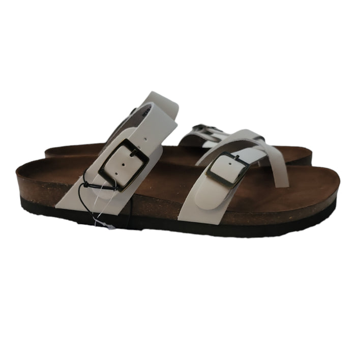 Mountain Sole Easy Slip-On Two Adjustable Buckles Ladies Leather Sandal