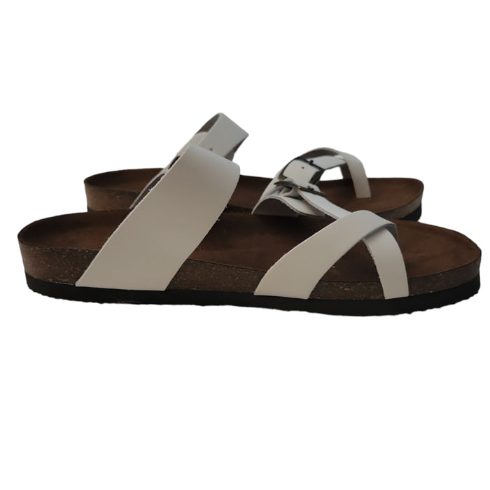 Mountain Sole Easy Slip-On Two Adjustable Buckles Ladies Leather Sandal