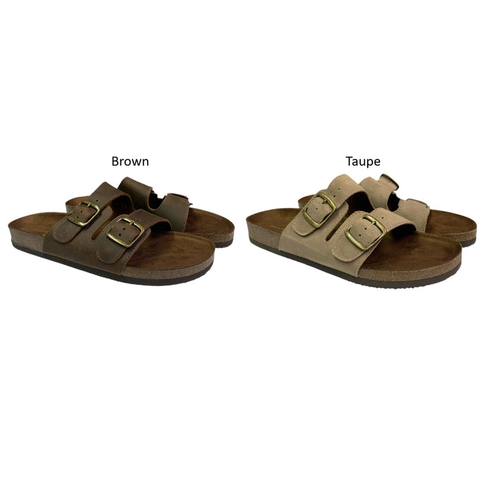 Mountain Sole Women's Double Buckle Leather Footbed Sandal