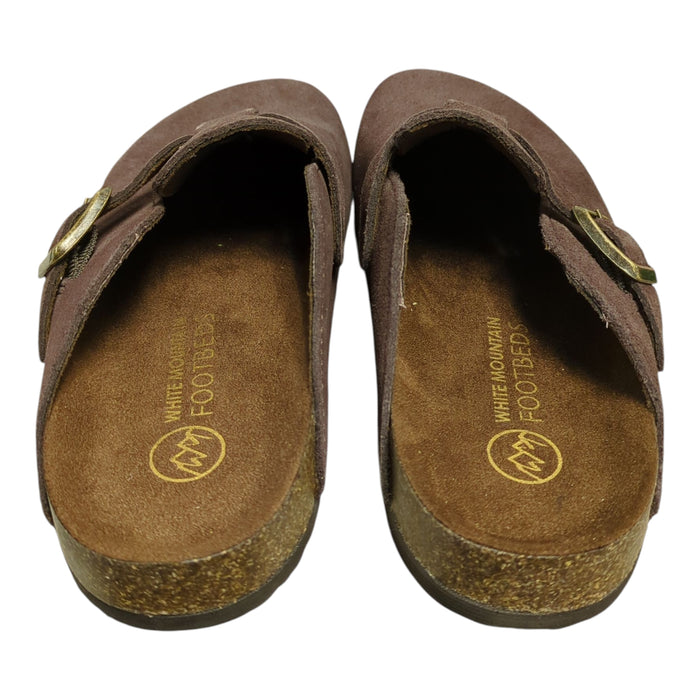 White Mountain Women's Genuine Suede Adjustable Buckle Slip-on Clog