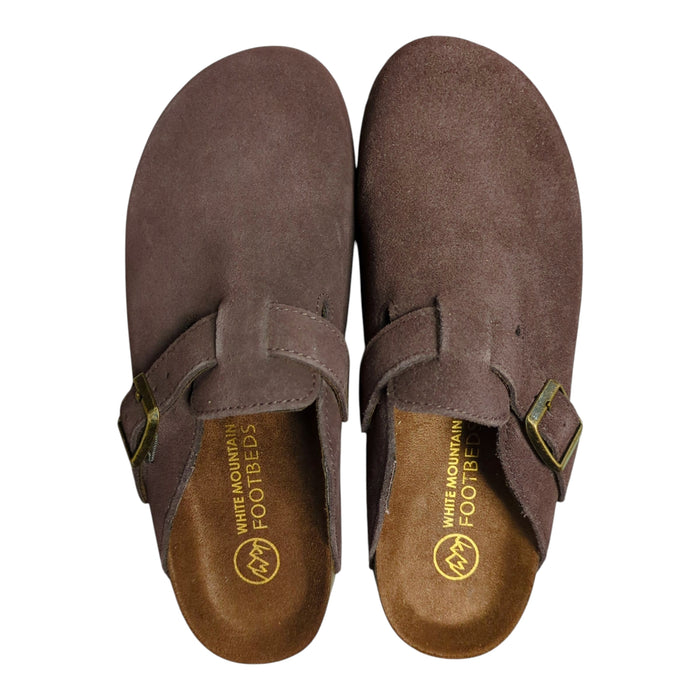 White Mountain Women's Genuine Suede Adjustable Buckle Slip-on Clog