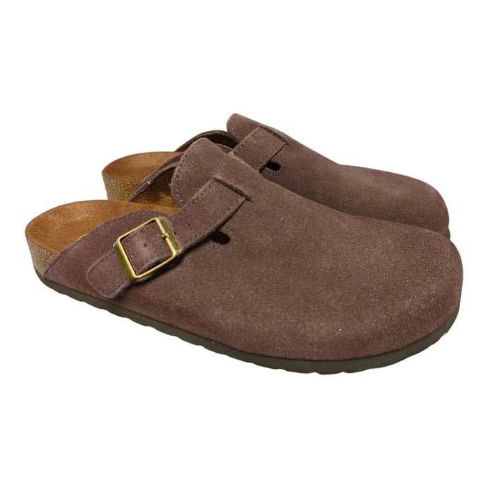 White Mountain Women's Genuine Suede Adjustable Buckle Slip-on Clog