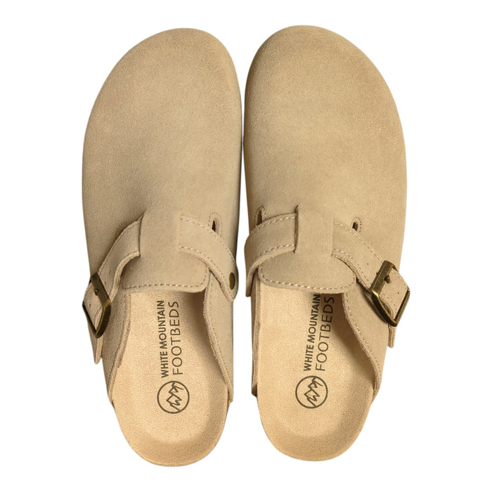 White Mountain Women's Genuine Suede Adjustable Buckle Slip-on Clog
