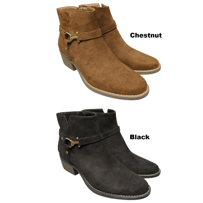 White Mountain Women's Faux Suede Zip-Up Ankle Boot