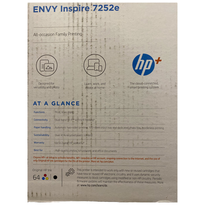 HP Envy Inspire 7252e Wireless All-in-One Inkjet Printer, 2Z1C2A