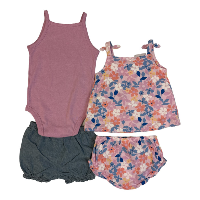 Carter's Baby Girl 4-Piece Mix & Match Sleeveless Tops & Shorts Set