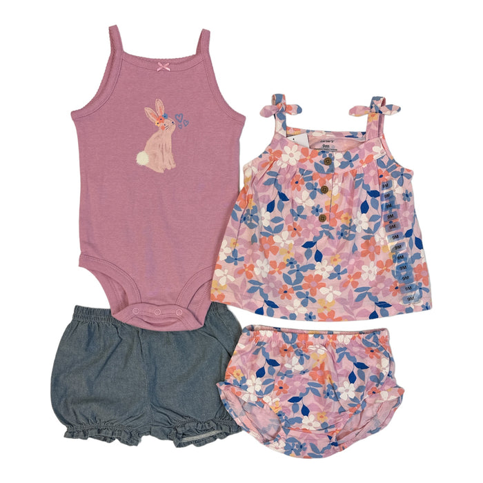 Carter's Baby Girl 4-Piece Mix & Match Sleeveless Tops & Shorts Set