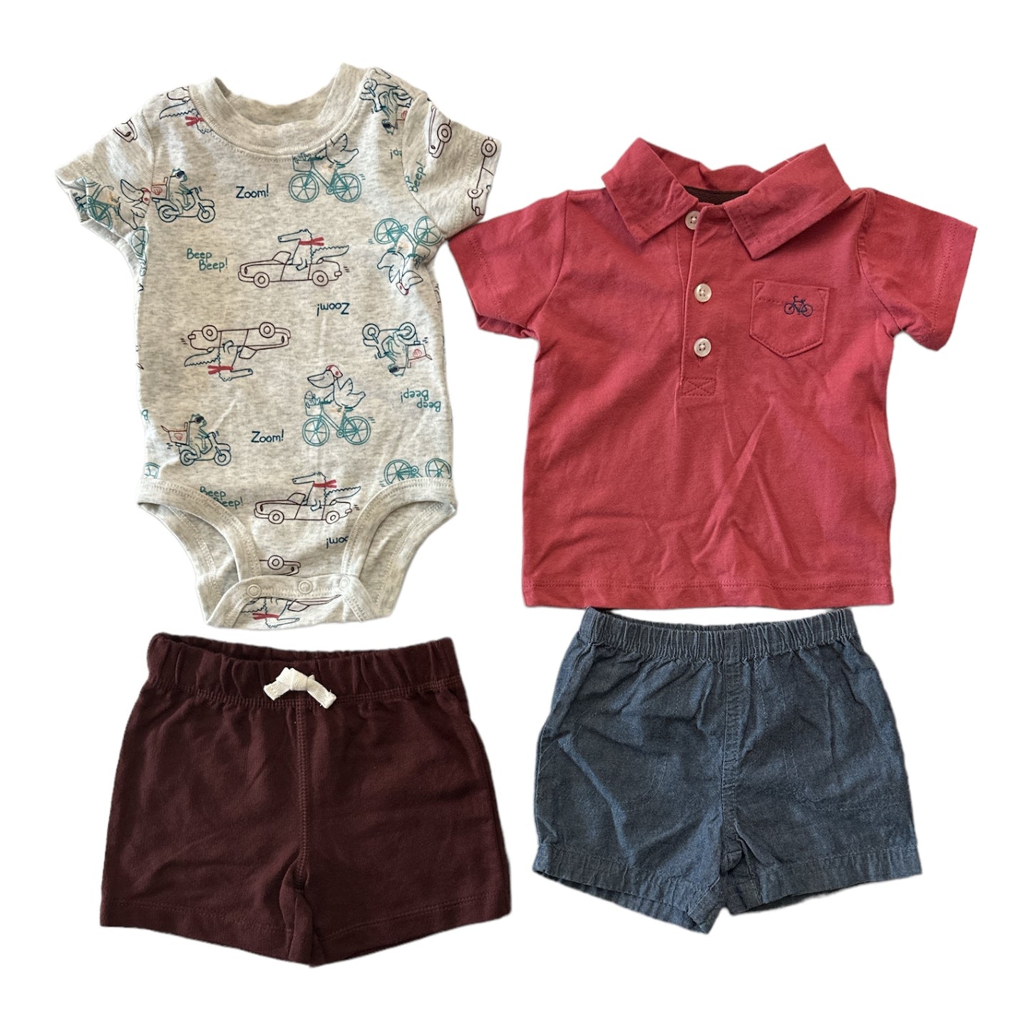 Carter's Baby Boy's 4 Piece Short Sleeve Shirts & Shorts Outfit Sets