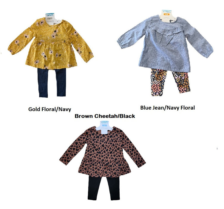 Carter's Girls Baby & Toddler 2-Piece Long Sleeve Top & Legging Outfit Set