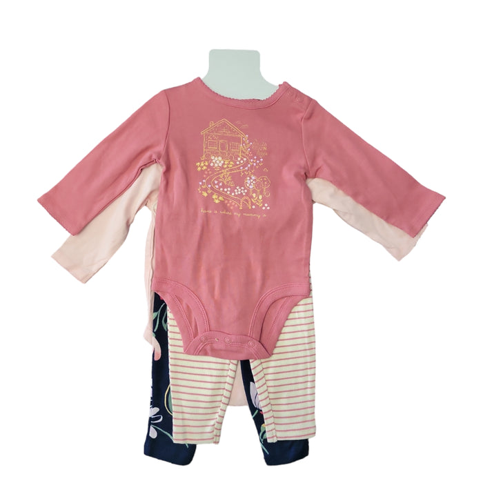 Carter's Baby Girl's 4-Piece Long Sleeve Bodysuits & Jogger Pants Set