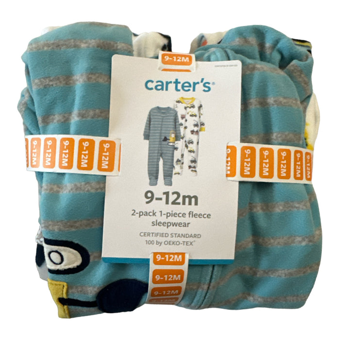 Carter's Baby Boy's 2-Pairs Fleece Footed One-Piece Full-Zip Pajamas