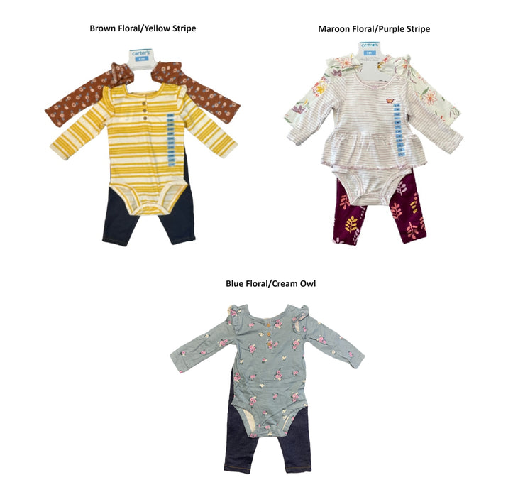 Carter's Baby Girl's 4 Piece Long Sleeve Body Suits & Leggings Set