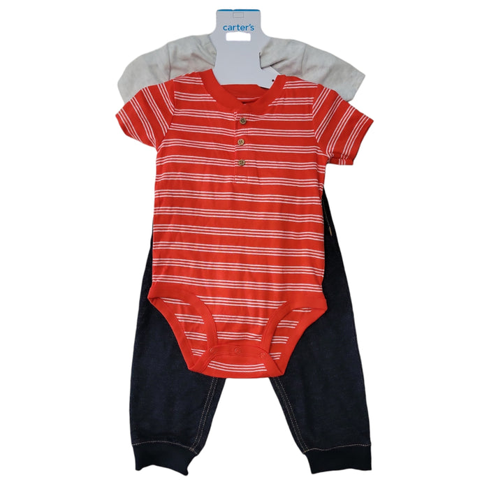 Carter's Boys 3 Piece Ankle Length Pants Bodysuit Pant Short Sleeve Set