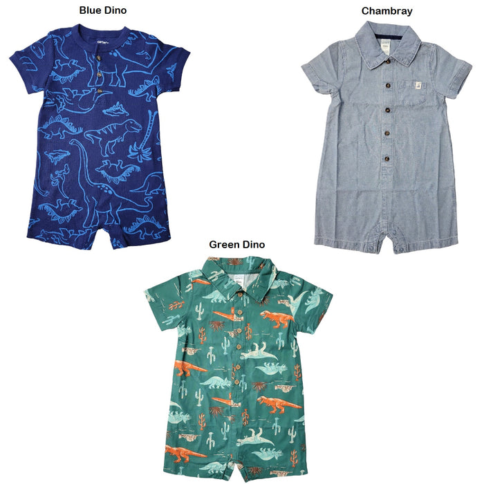 Carter's Boys Short Sleeves Soft Breathable Fun Prints Romper/Sunsuit