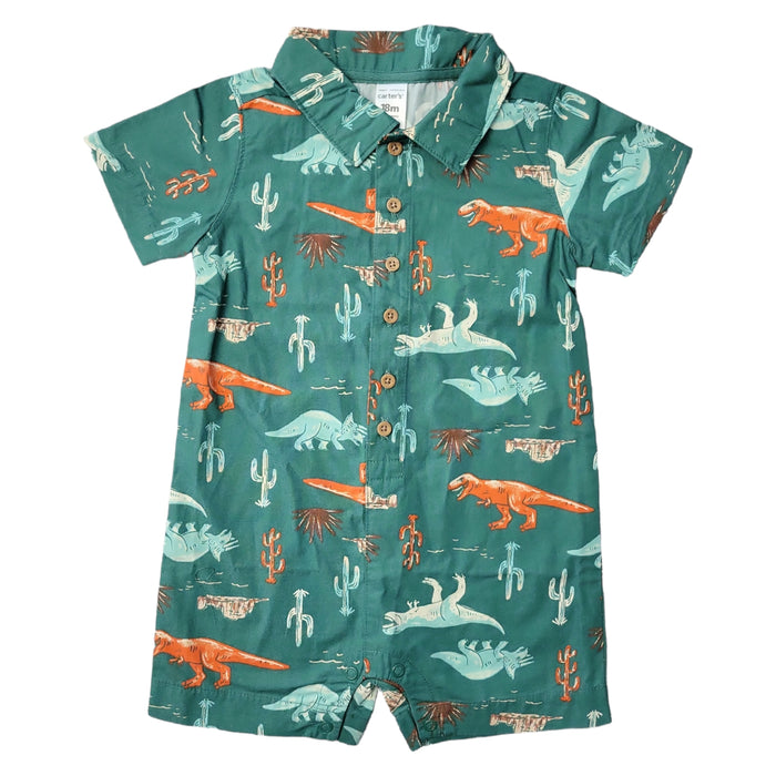 Carter's Boys Short Sleeves Soft Breathable Fun Prints Romper/Sunsuit