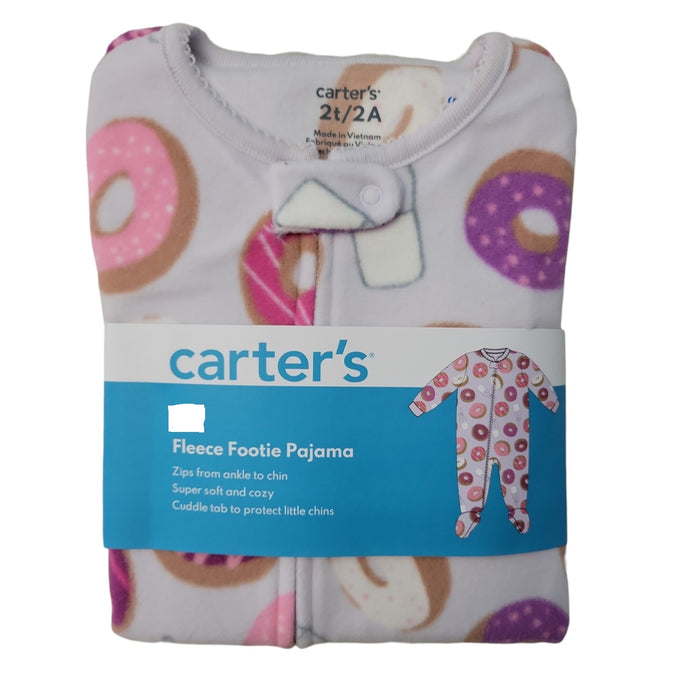 Carter's Girls Warm Fleece Zipper Closure Long Sleeves Footie Pajama