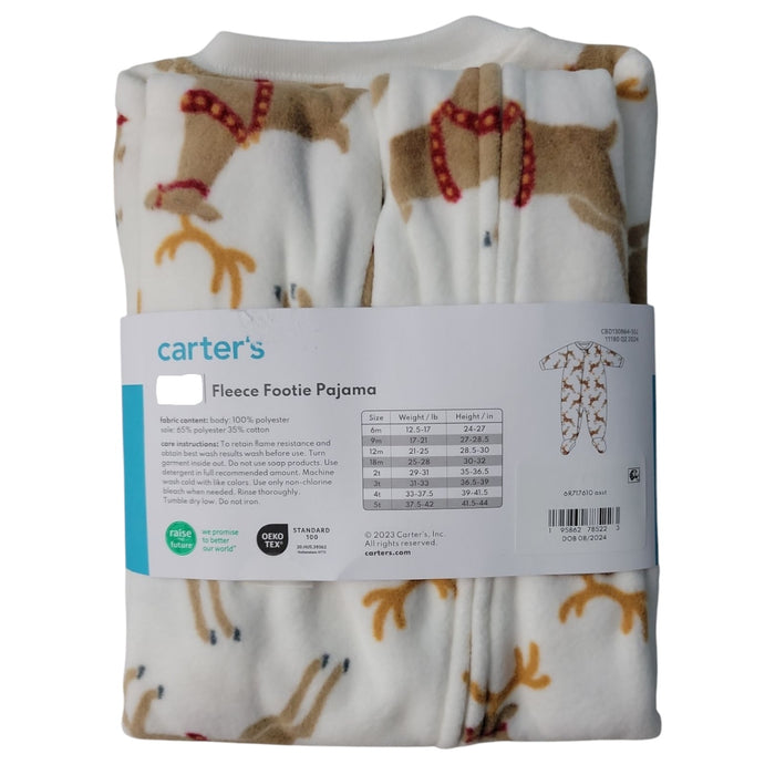 Carter's Girls Warm Fleece Zipper Closure Long Sleeves Footie Pajama