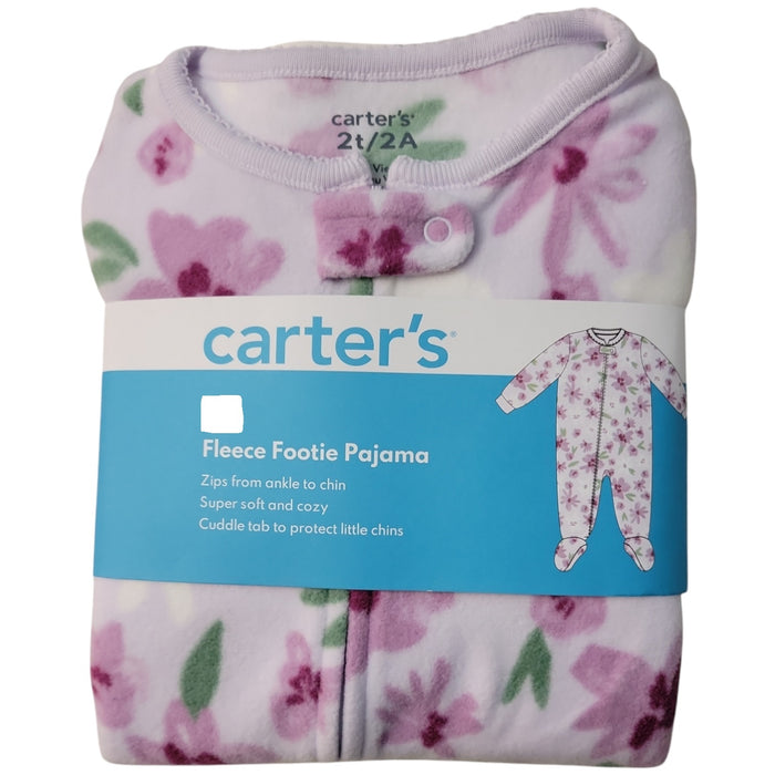 Carter's Girls Warm Fleece Zipper Closure Long Sleeves Footie Pajama