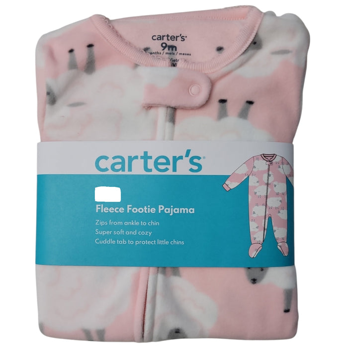 Carter's Girls Warm Fleece Zipper Closure Long Sleeves Footie Pajama