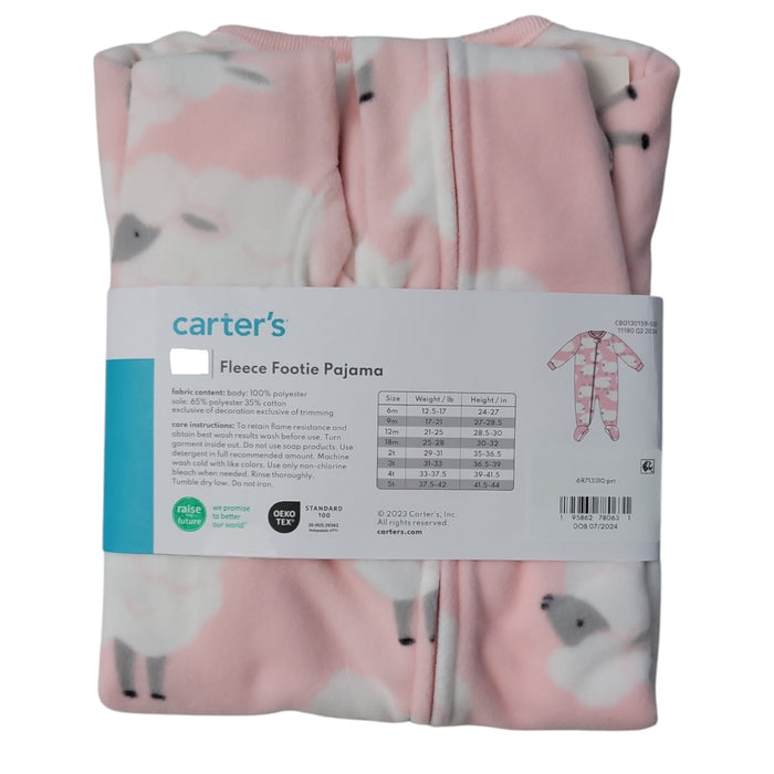 Carter's Girls Warm Fleece Zipper Closure Long Sleeves Footie Pajama