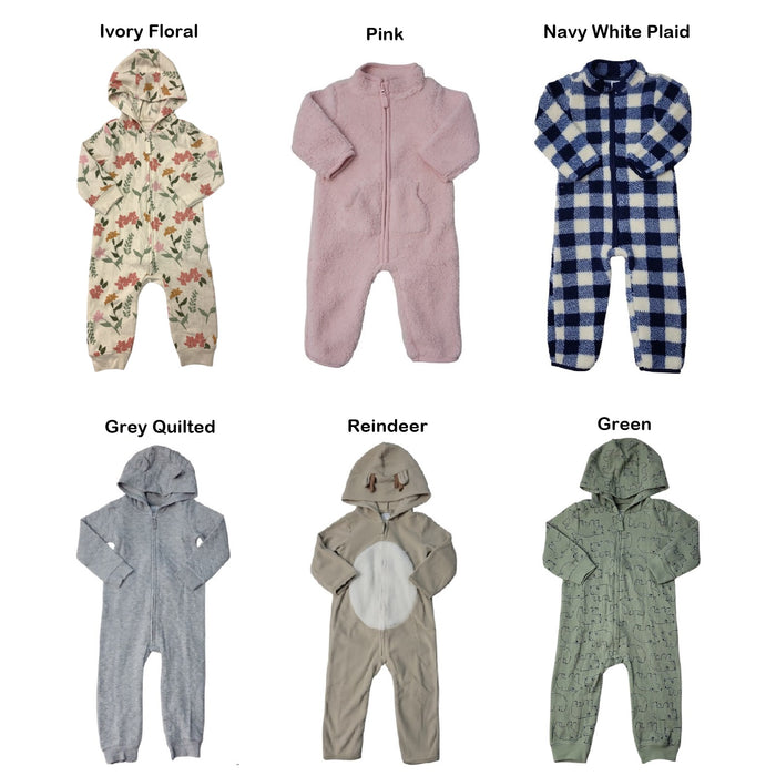 Carters Zip-Up 1 Piece Warm Long Sleeve Easy Care Jumpsuit