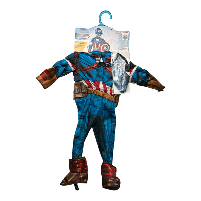 Rubies Marvel Boy's Captain America Jumpsuit, Shield & Mask Halloween Costume