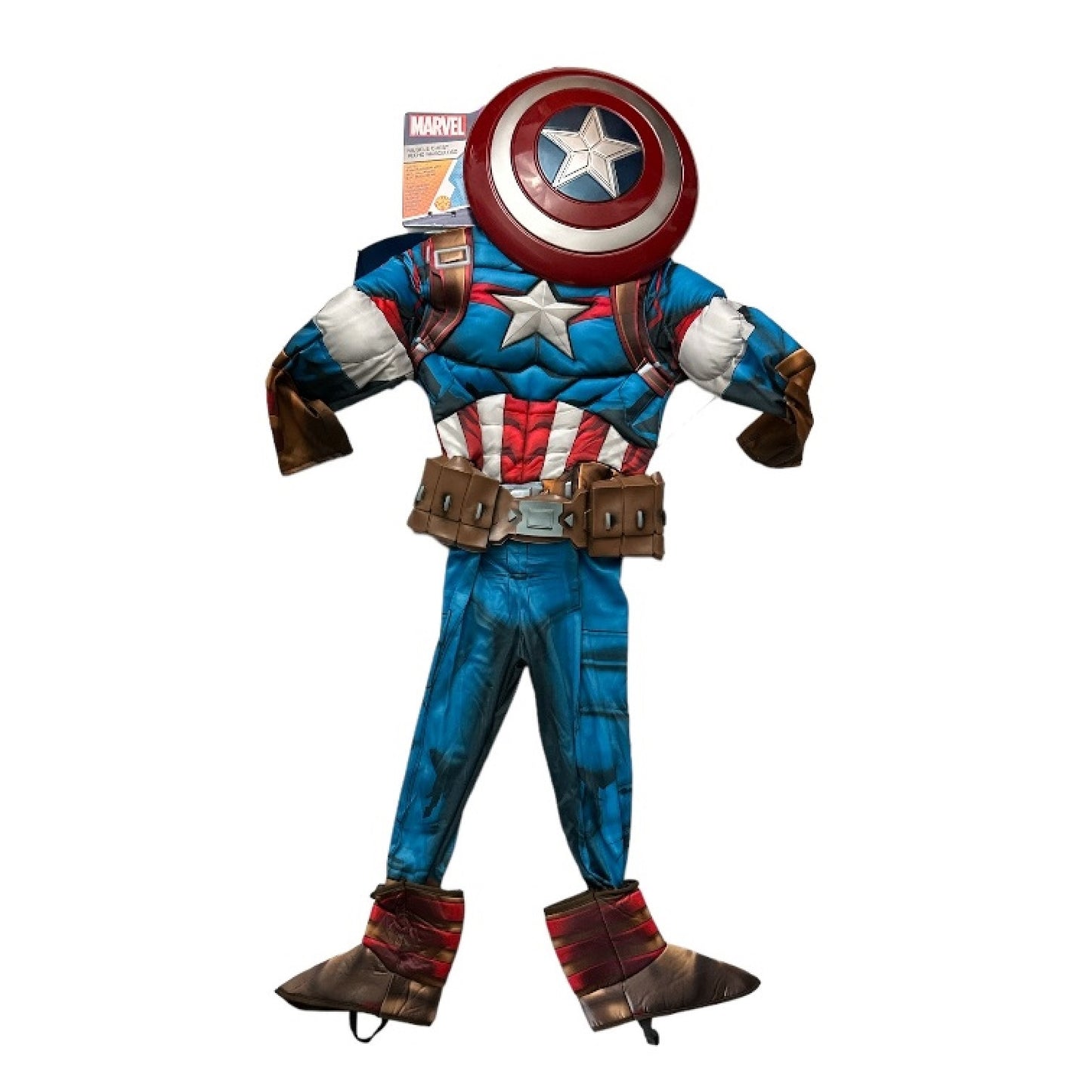 Rubies Marvel Boy's Captain America Jumpsuit, Shield & Mask Halloween Costume